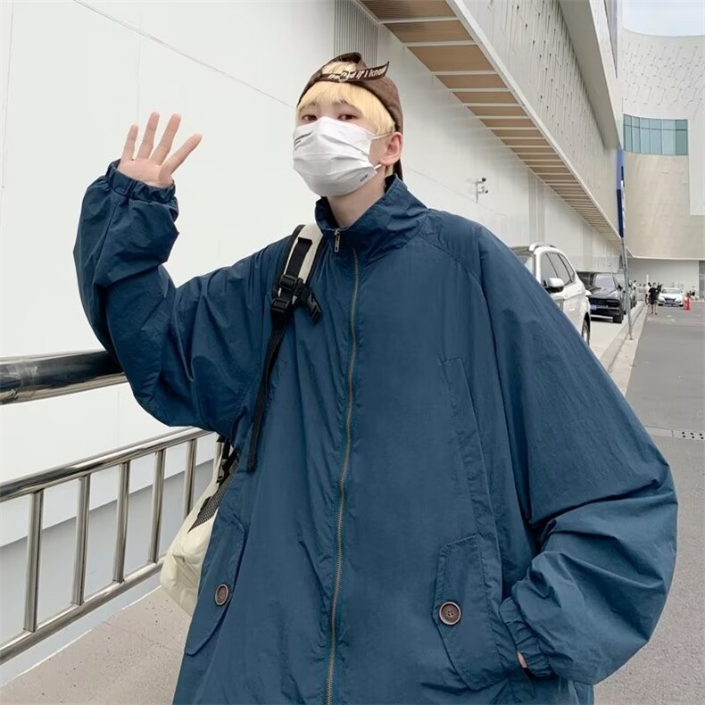 日系复古户外冲锋衣外套纯色情侣夹克ins潮防晒服男W3604-P52,男装夹克,星座512-2