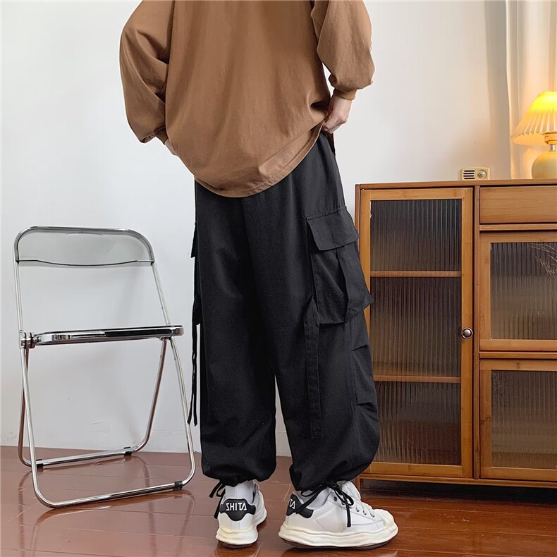日系街头复古多口袋宽松工装裤男女ins嘻哈阔腿裤束脚潮GK530-P43,男装工装外套,星座1008-1