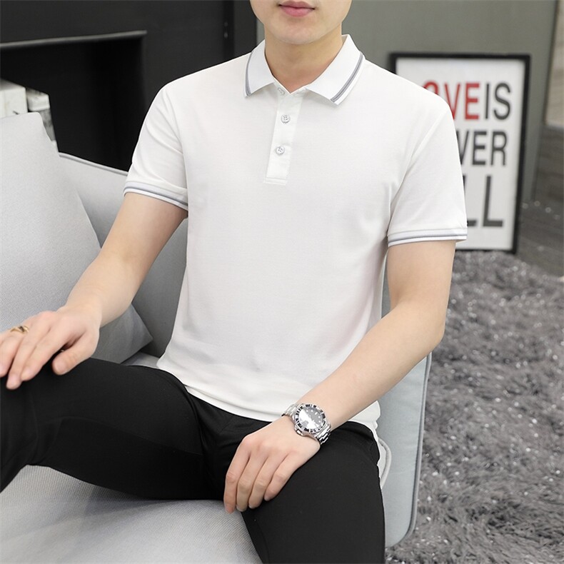 2023夏季休闲翻领polo衫男生痞帅休闲百搭短袖T2301P35,男装T恤,星座914