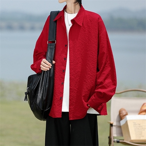 8XL-M泡泡纱盐缩肌理长袖衬衫男春季冰丝外套防晒衬衣CS29007P40图片