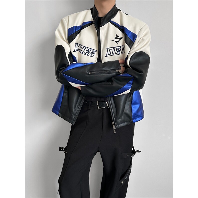 26春夏解构拼接男士撞色机车重工夹克外套jk119-p198,男装夹克,电商B288
