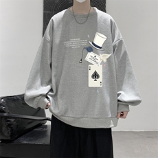 5XL华夫格卫衣男大码胖子圆领长袖t恤HW76373-P30加绒款-P40，男装卫衣，电商A040