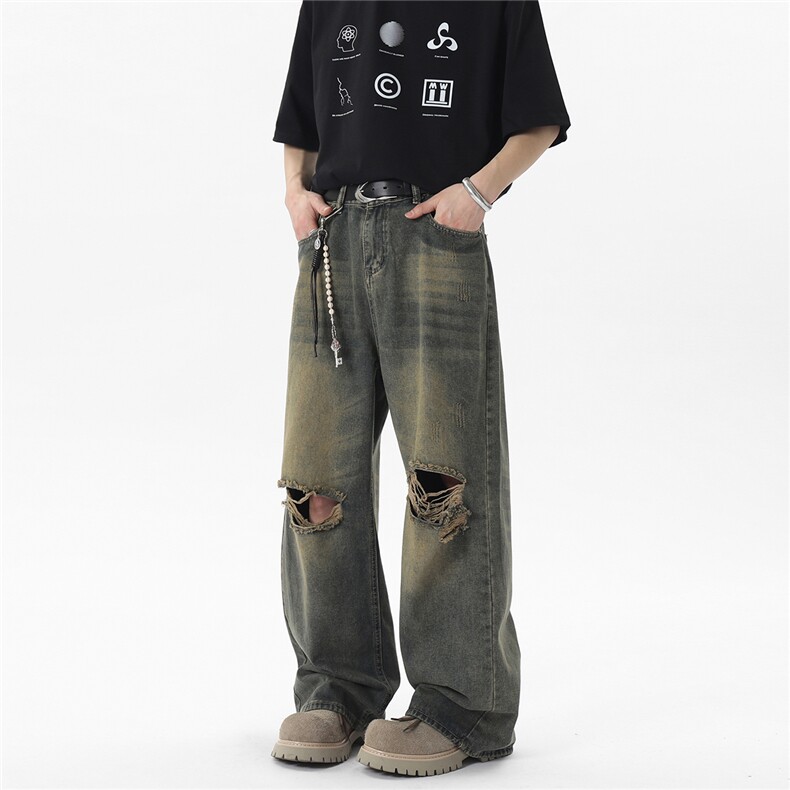 xz905-2-Z030##P65-（控98）美式破洞怀旧水洗牛仔裤,男装牛仔裤,星座905-2
