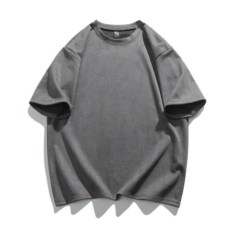 抖音得物直播高品质二开240克美式高街麂皮绒光版纯色短袖t恤12.5，男装T恤，电商A486