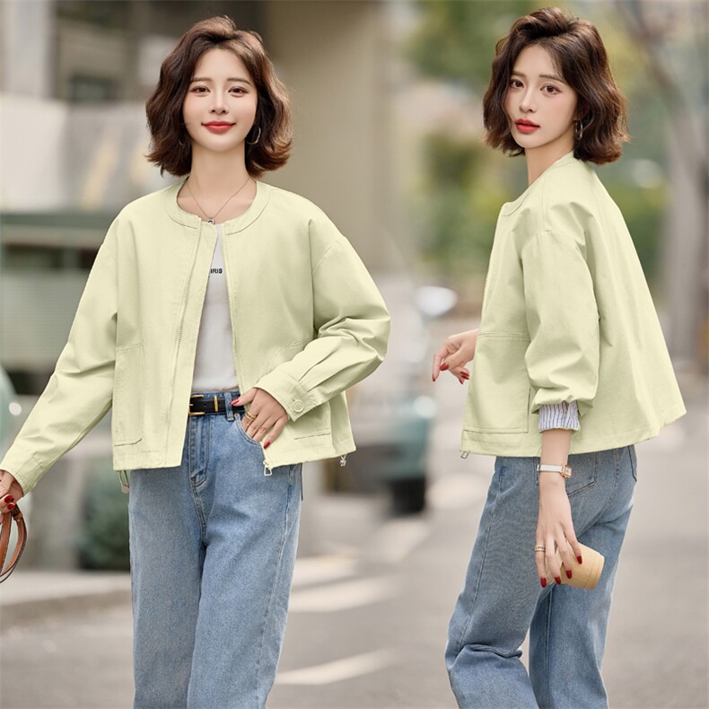 小个子开春外套女短款2025新款韩版宽松圆领休闲棒球服春秋夹克潮,女装短外套,悦祺