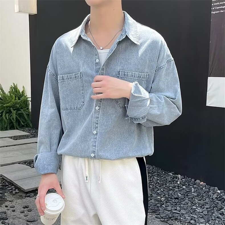 秋新款ins潮牌休闲牛仔工装衬衣男士外套男,男装工装外套,星座410-6（原星座1304-1）