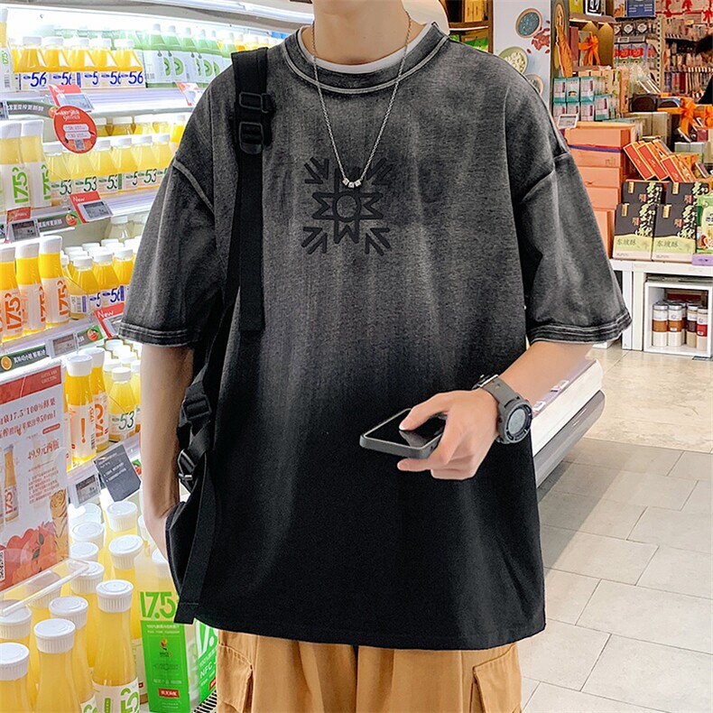 夏季新款圆领短袖T恤男女同款个性渐变运动半袖1533-P50控价68,男装T恤,电商A441-1