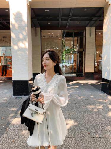 花苞领连衣裙，女装连衣裙，M.W 嫚维