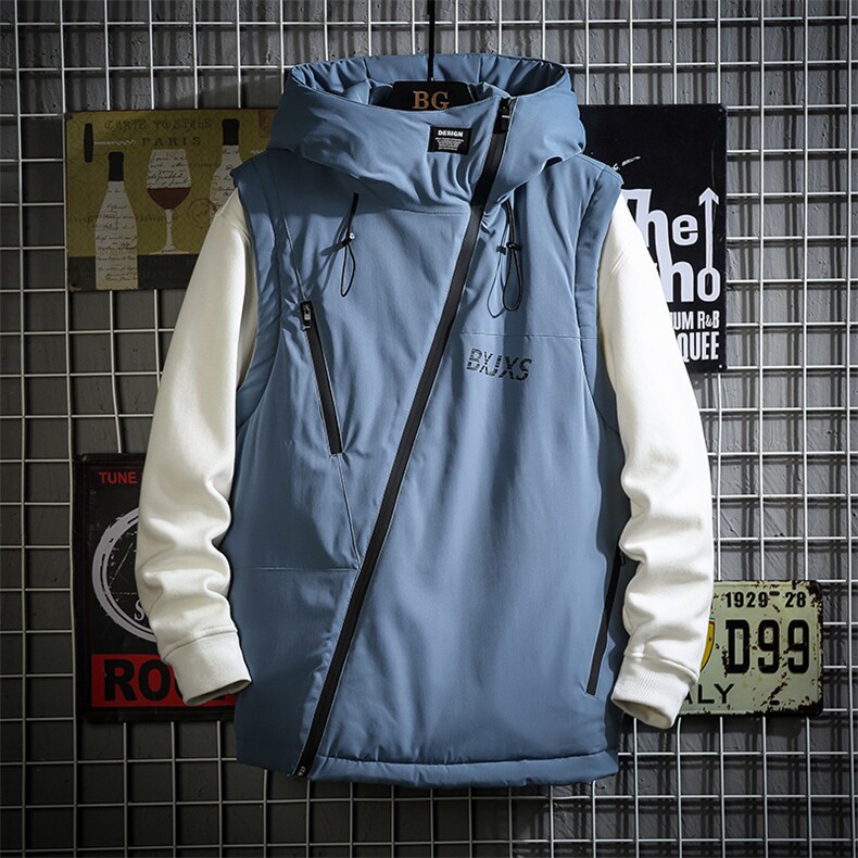 网格拉链装饰连帽棉马甲男冬季百搭防风马甲外套A090-MJ20p75限98,男装背心/马甲,电商A089-1