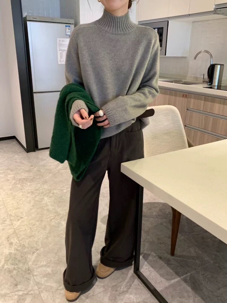 2026年秋季通勤套头时尚百搭通勤简约休闲半高领，女装羊毛衫，圣旺供货