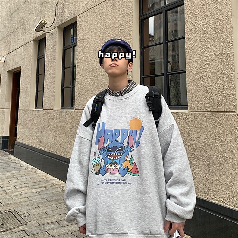 S6077-P35春季圆领卫衣男大码韩版宽松长袖外套男,男装卫衣,电商A040