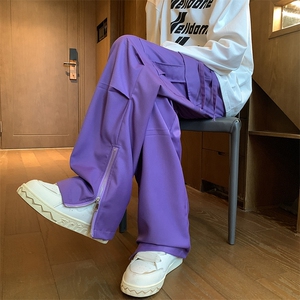 XZ213-DK2001-P55控68 港风大码拉链开叉hiphop美式休闲工装裤男图片