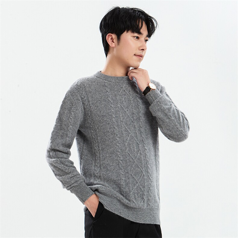 时尚男士羊毛菱形绞花毛衣高品质保暖舒适经典百搭款男装,男装羊毛衫,牧绒家园