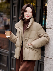 白鸭绒2025年冬季短款保暖中古风厚款新款现货大码羽绒服女图片