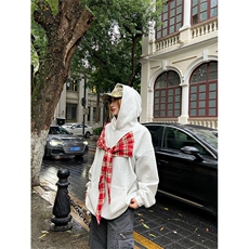网图有货美式休闲蝴蝶结格子连帽华棉卫衣男女宽松上衣A779-P46，男装卫衣，星座1505