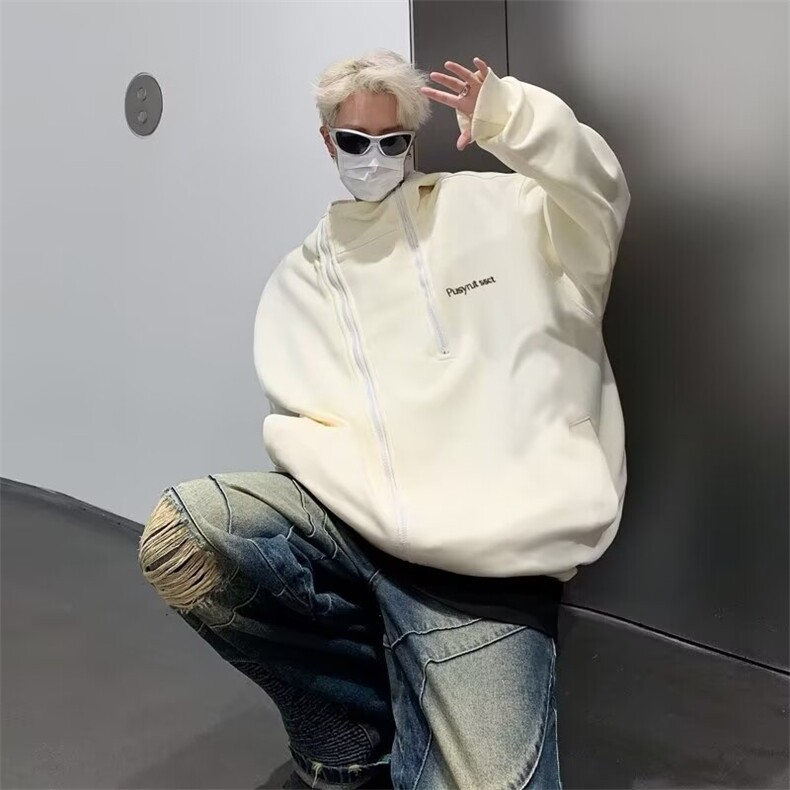 重磅开衫卫衣男潮牌痞帅炸街美式复古连帽外套1001-1-XLQ43-P55，女装短外套，星座1001-1