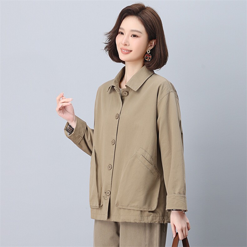 时尚休闲女2025春秋季新款中年妈妈宽松小个子洋气减龄,女装短外套,悦见她