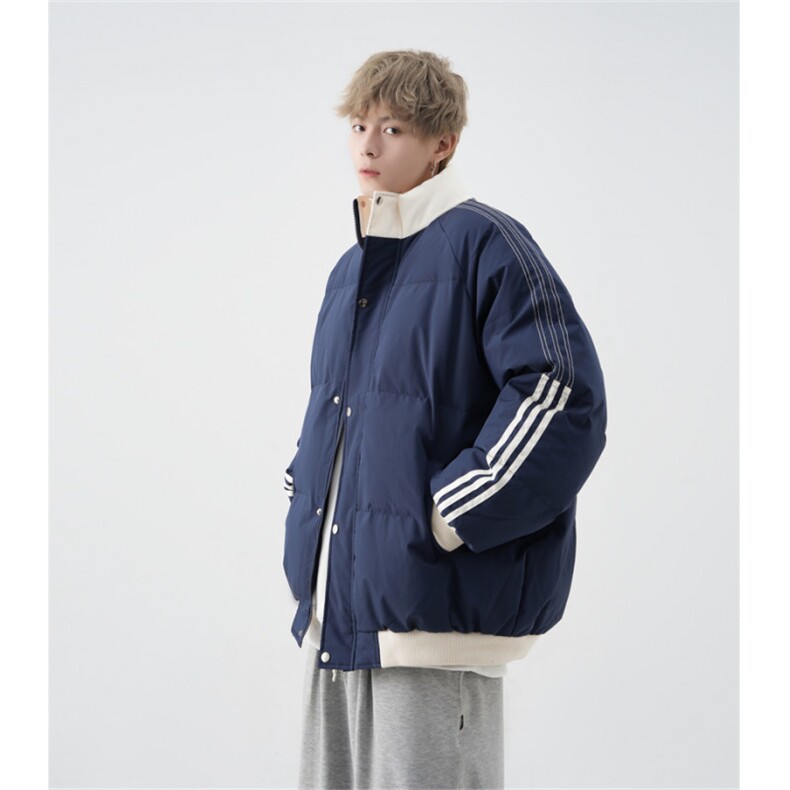 防水防污！中性风立领条纹面包服棉衣加厚保暖1611B-M99-P90,男装棉衣,星座1611B