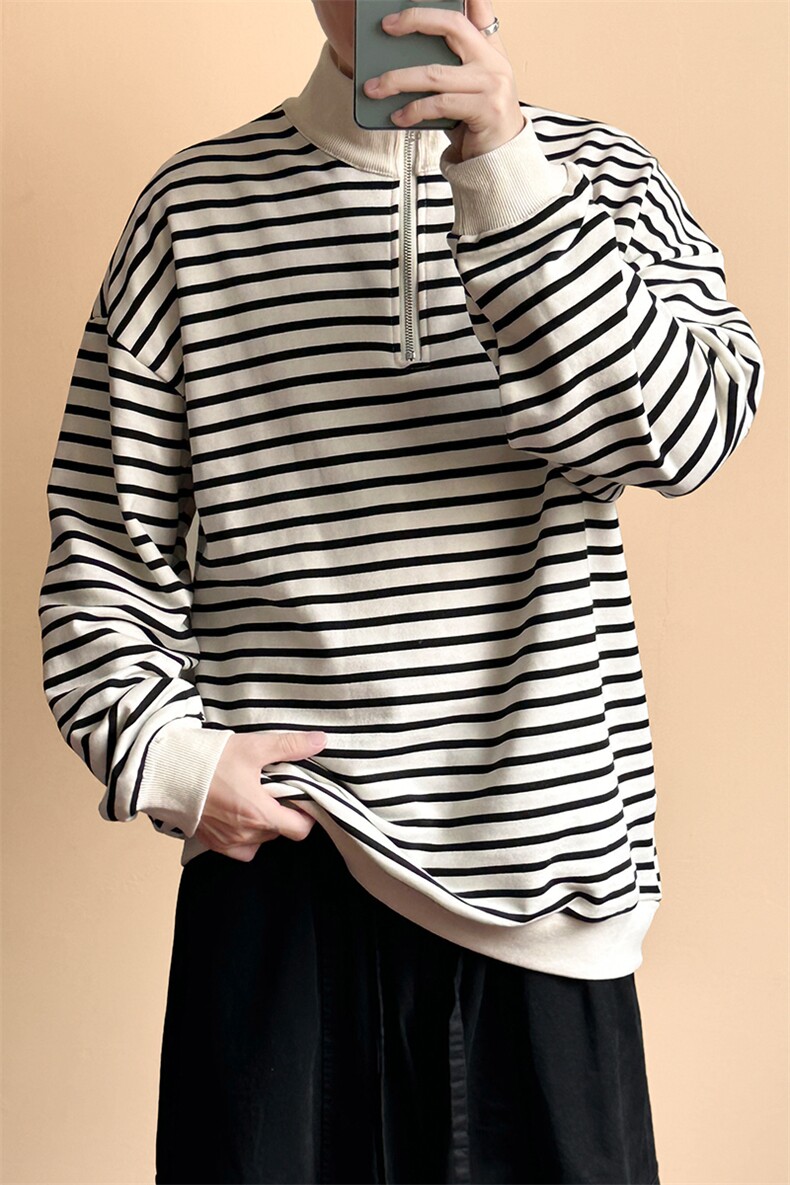 全棉现货潮牌宽松休闲条纹卫衣男上衣A351-AW2510-P75,男装卫衣,电商A351