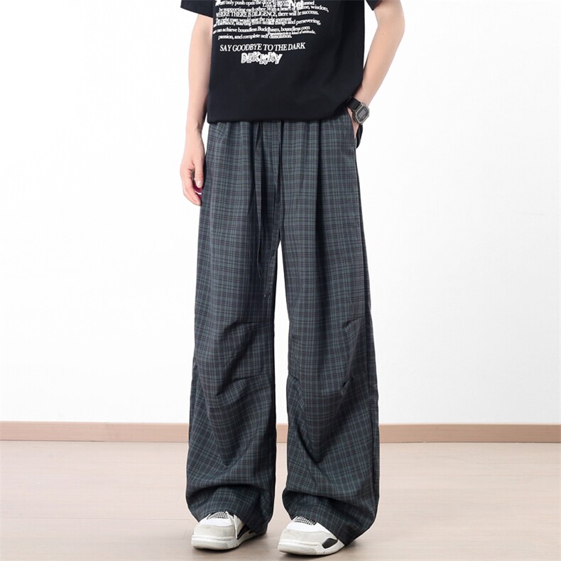 （现货）A429-YK303特批45宽松垂感格子休闲裤数据款,男装休闲裤,电商A429