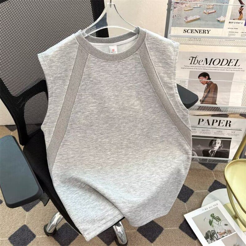 撞色拼接运动背心男款夏季美式复古cleanfit宽松百搭外穿无袖坎肩,男装背心/马甲,星座601-1
