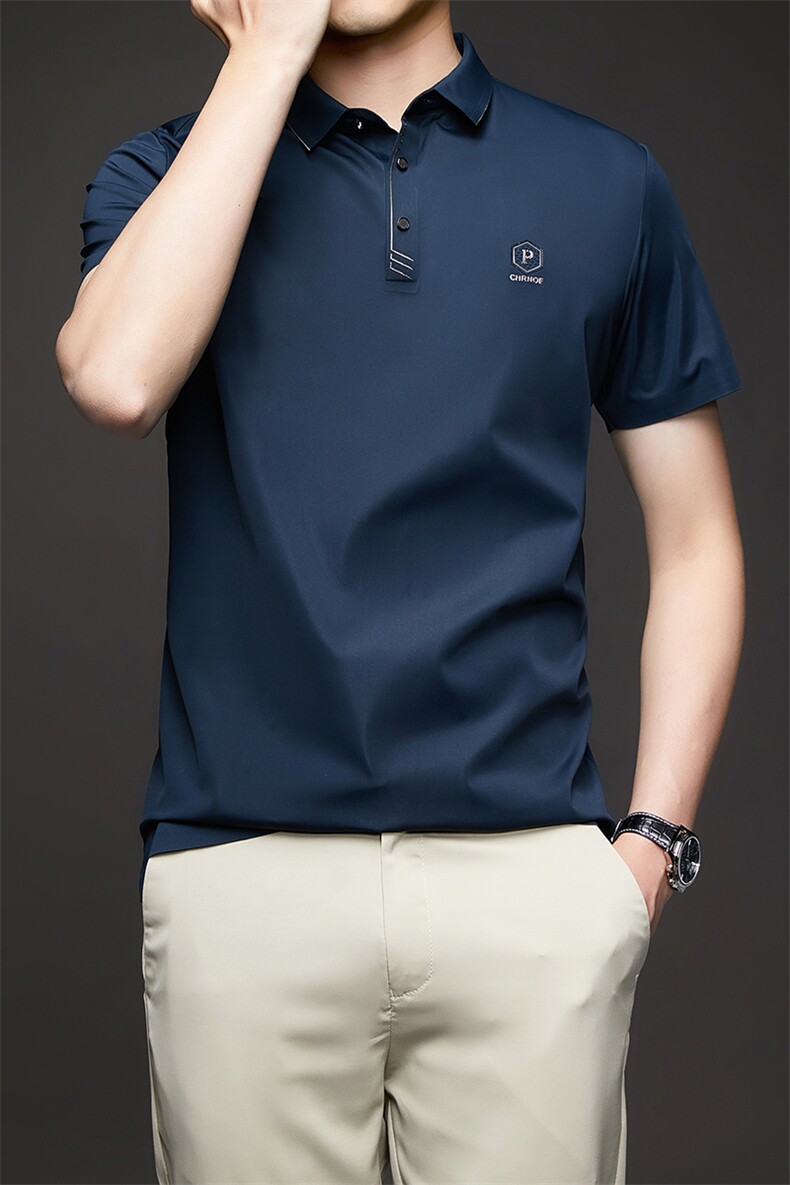 无痕polo衫中年商务休闲男装夏季新款男士短袖T恤半袖翻领上衣服,男装Polo衫,电商B212（原钱塘6029）