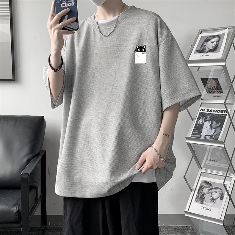华夫格t恤男短袖男大码五分袖大皂风HT73397-P22,男装T恤,电商A040