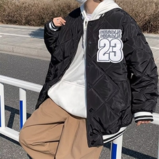 美式复古学院风棒球羽绒服男轻薄款立领宽松春季保暖菱格外套1962，男装棉衣，星座506
