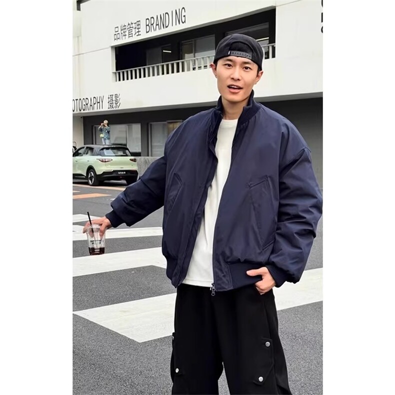 美式短款夹克棉服男冬季cleanfit廓形立领棒球服痞帅加厚保暖外套,男装夹克,星座1210-1