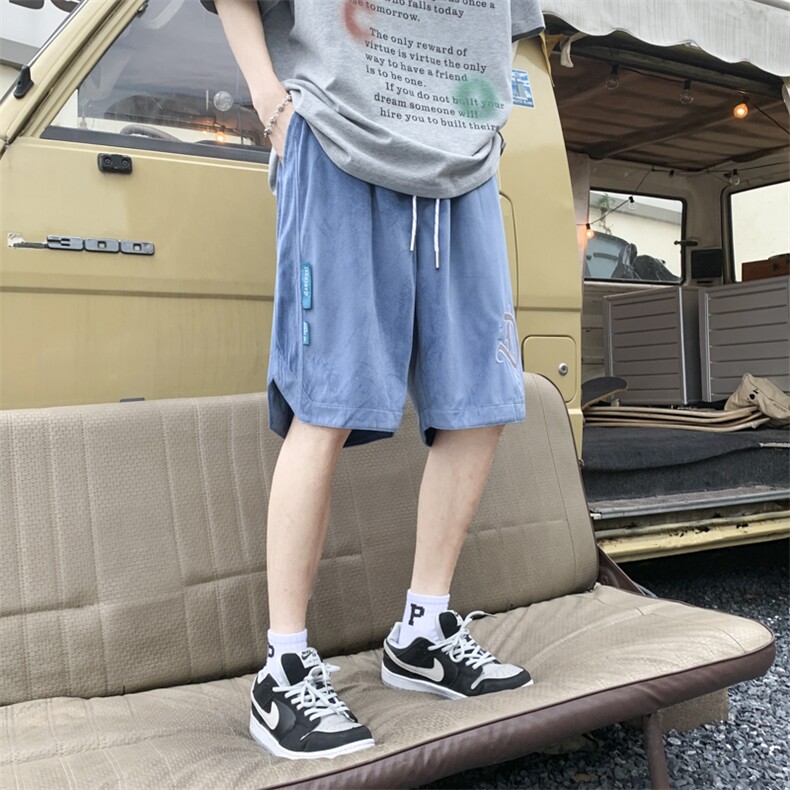 2022夏新款港风宽松大码字母刺绣休闲短裤运动裤DK02-P45,男装休闲裤,星座914-3