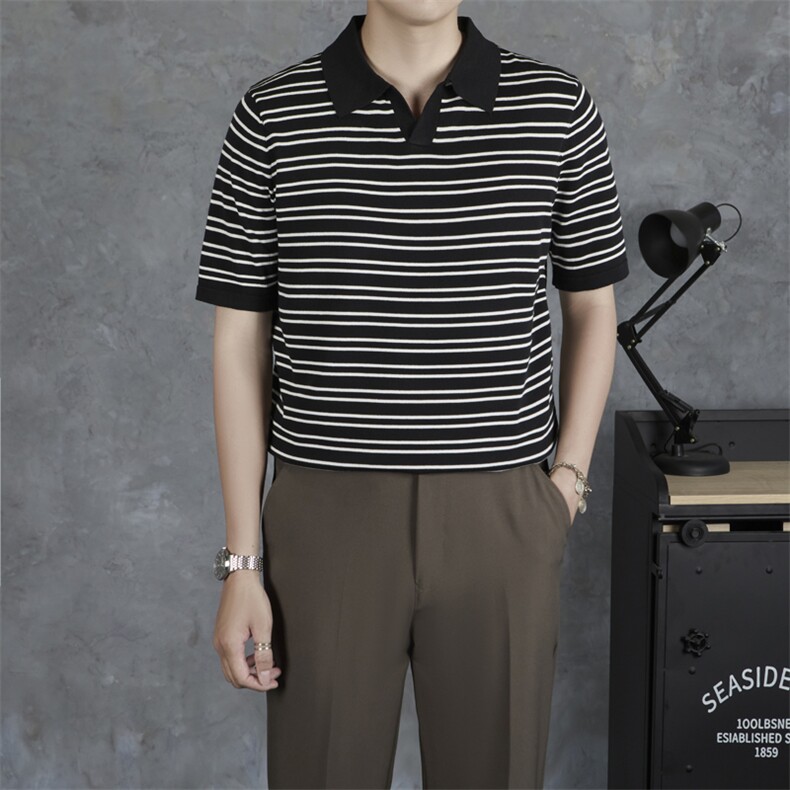 翻领短袖polo衫男潮牌夏季t恤韩版修身潮流2025新款百搭体恤上衣，男装Polo衫，四季星座505