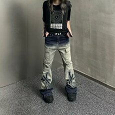 重磅微弹中腰青少年潮常规牛仔裤流苏贴布刺绣直筒休闲长裤春秋水，男装牛仔裤，星座218-1（原230）