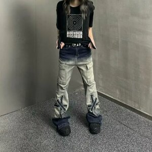 重磅微弹中腰青少年潮常规牛仔裤流苏贴布刺绣直筒休闲长裤春秋水图片