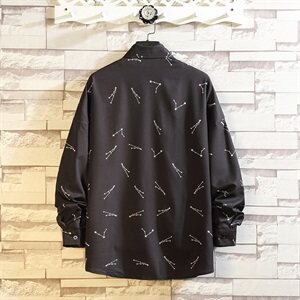 CS25-P45    秋季长袖印花衬衫男士日系宽松大码休闲外套图片