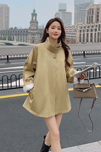 卡其色休闲短款风衣外套女2025春季新款高级感时尚炸街斗篷大衣潮图片