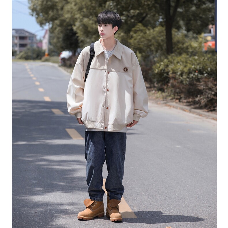 高品质！23秋季新款毛巾绣拼接翻领夹克外套GJK232-P80控108,男装夹克,电商B370