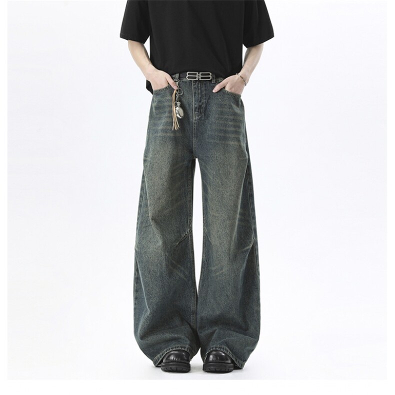 xz905-Z086#P65美式高街宽松阔腿牛仔裤，男装牛仔裤，星座905