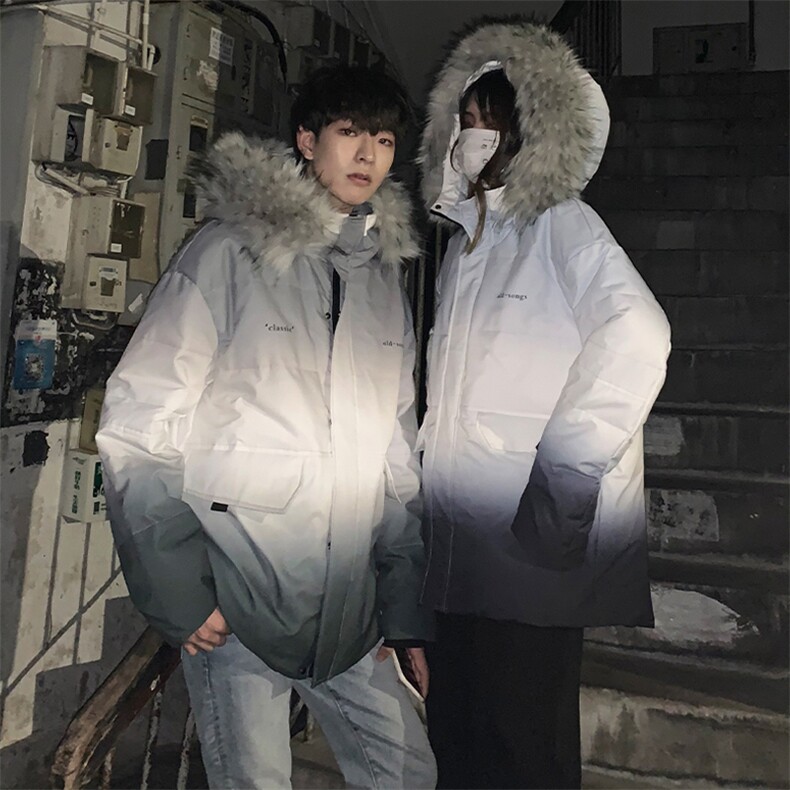 羽绒服男装短款2021新款渐变外套情侣潮牌DS620T,男装羽绒服,电商A102