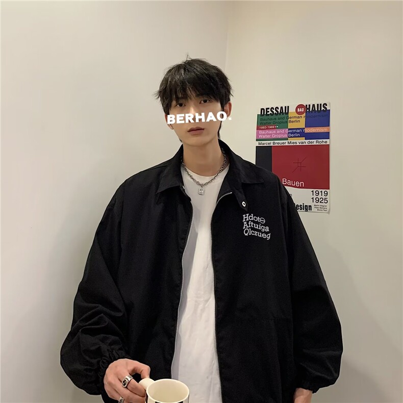 秋装复古夹克港风男潮牌大码宽松休闲运动风外套JK012-P55,男装夹克,星座308B-1