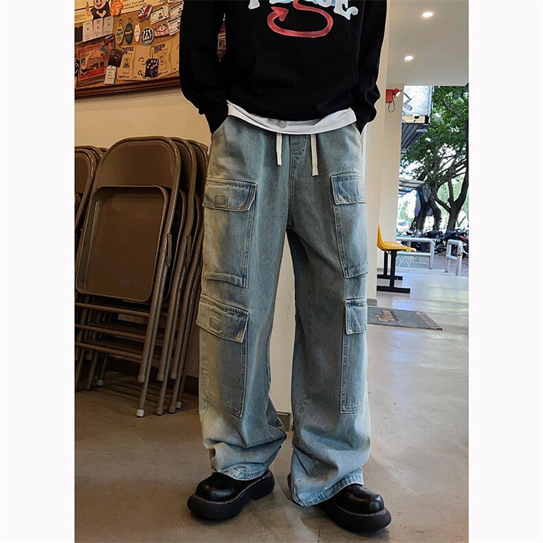 B221美式ins高街暗黑小众渐变色宽松工装牛仔裤LK23143-P80控108,男装牛仔裤,电商B221
