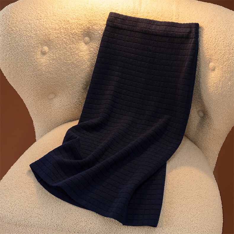 半身裙子女加厚针织一步裙中长款包臀裙秋冬2024年秋季，女装半身裙，盛世绒华