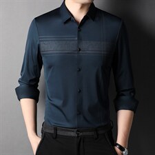 2023春秋季新款男士长袖衬衫商务休闲无痕上衣中年时尚百搭衬衣，男装衬衫，电商B212（原钱塘6029）