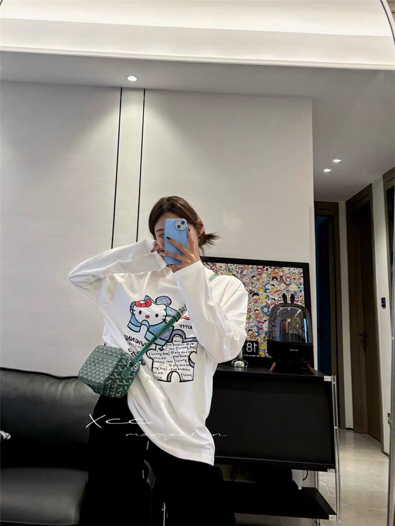 百搭简约Kitty冰爽棉长袖T恤,女装T恤,湘姗