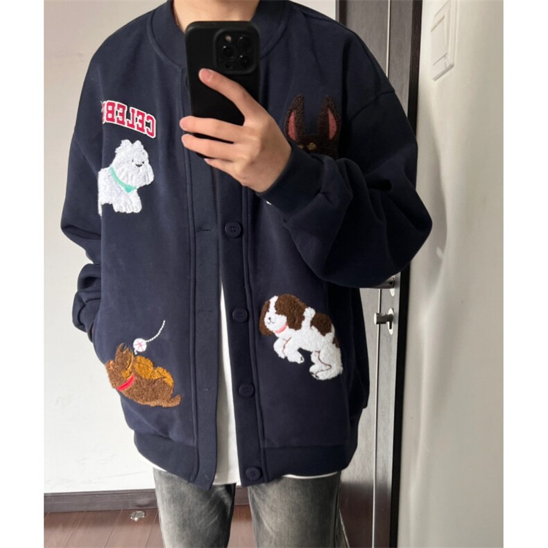 韩系可爱百搭卫衣春秋季宽松慵懒风休闲中长款学生情侣棒球服潮，女装职业装，星座601-1