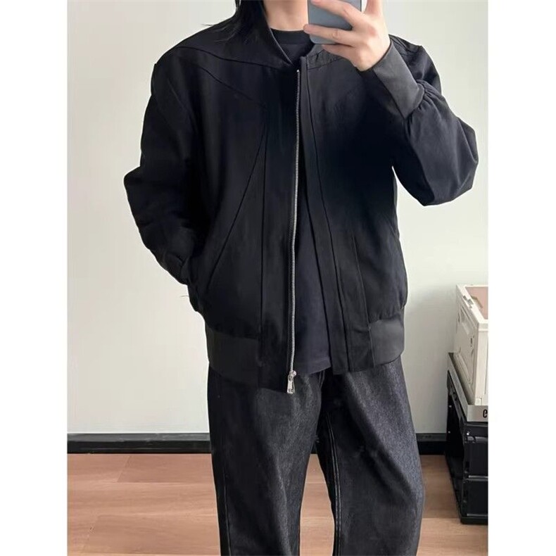 网图黑色夹克秋季重磅cleanfit设计感潮流解构剪裁310A-2517-P39,男装夹克,四季星座310A