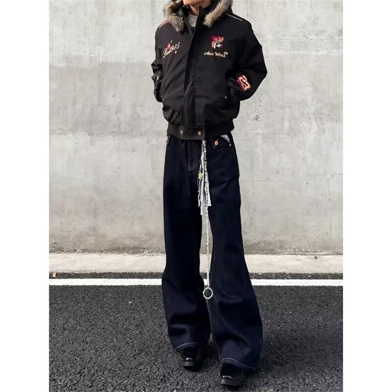 灰色座山雕羊羔毛外套棉服男女冬季加绒加厚保暖美式立领棉衣夹克,男装夹克,四季星座505