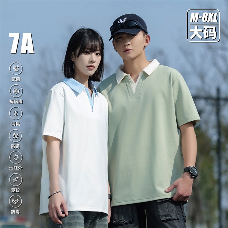 夏季大码公版拼色翻领情侣POLO衫男休闲T恤短袖，男装T恤，星座1107-1