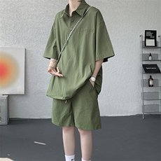 8XL-M日系工装短袖衬衫男夏季POLO衫t恤休闲运动套装TZ38004特P55，男装Polo衫，电商B312