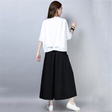 2021年夏季新款休闲时尚两件套装韩版百搭T恤女+阔腿裙裤子套装，女装套装/套裙，简韵佳
