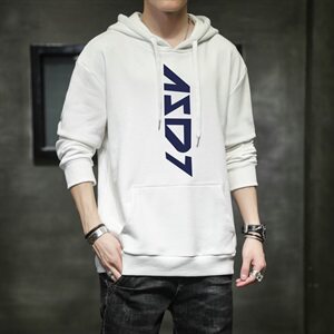 2021春秋新款连帽卫衣男潮ins休闲套头潮流宽松上衣外套DF174T图片